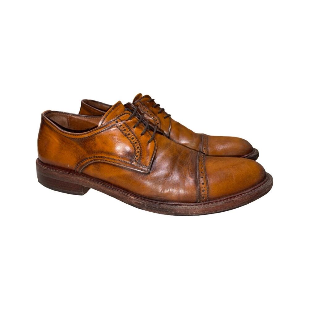 ANTONIO MAURIZI Tan Antique Leather Cap Toe Oxford Shoes  Size: EU 43 US 10
